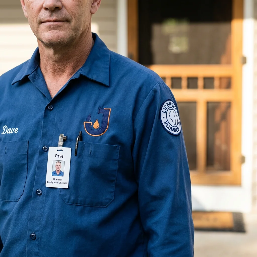 Licensed plumber showing ID badge in Honesdale, PA