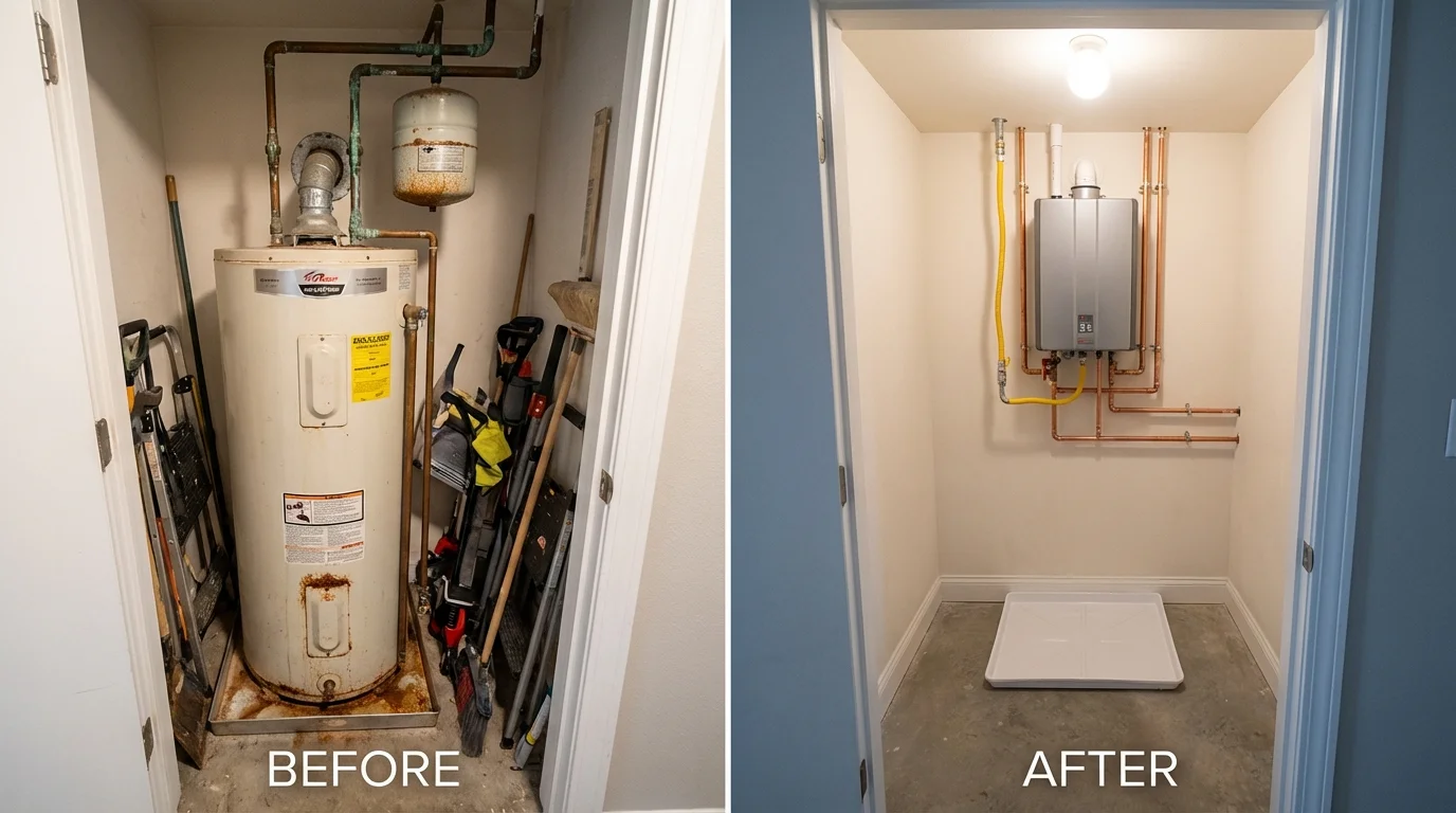 Tank water heater versus wall-mounted tankless unit comparison for Honesdale, PA homeowners